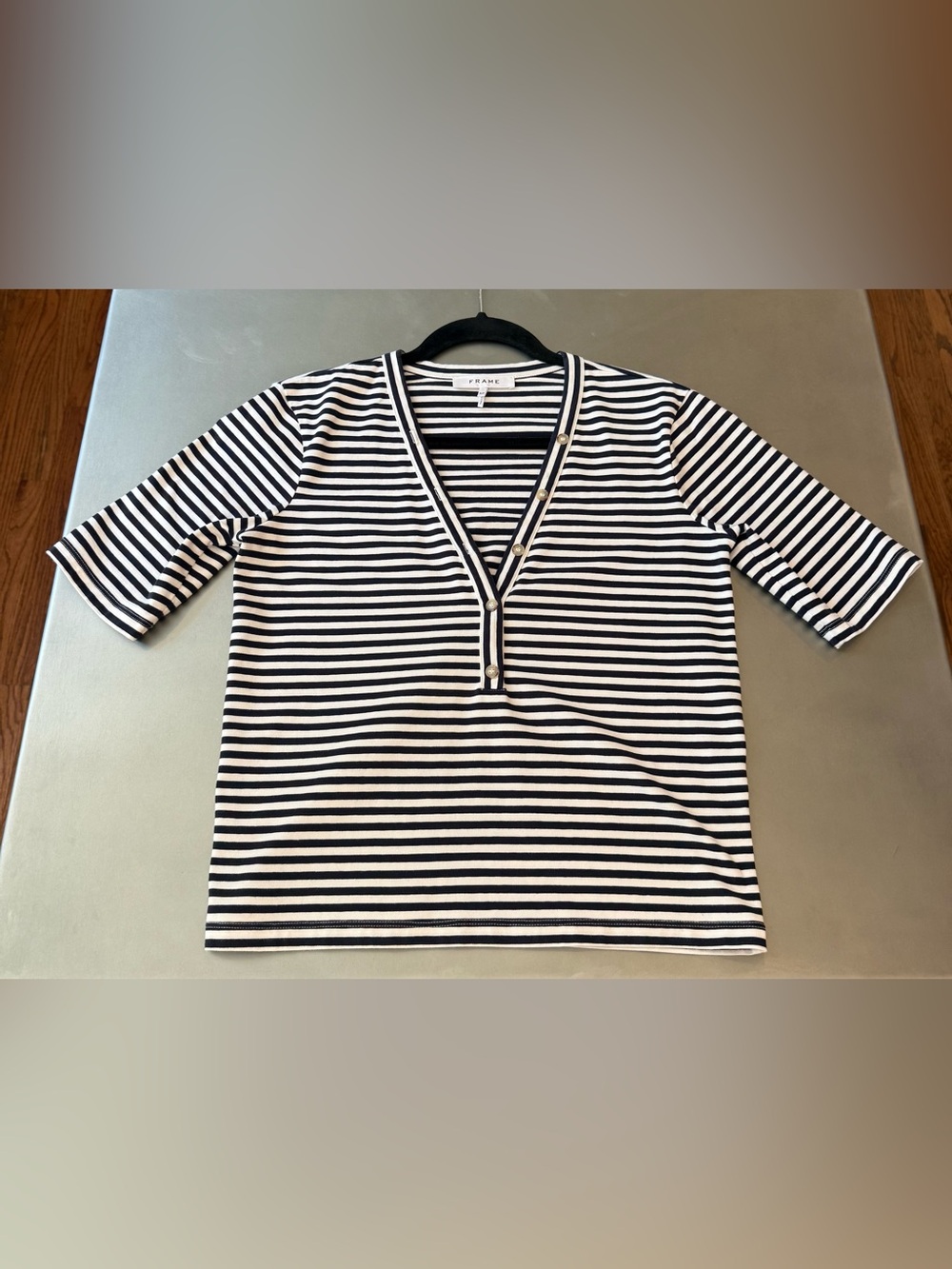 Frame Navy & White Striped Tee - Picture 6 of 9